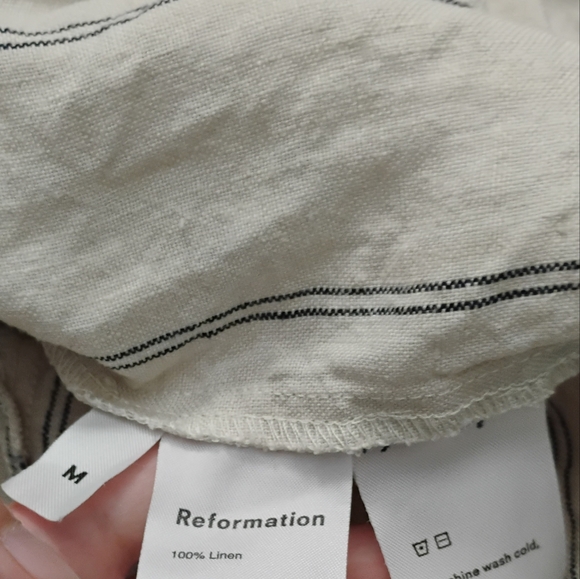 Reformation Women's Linen Pinstripe Wrap Skirt Sz M - Picture 3 of 4